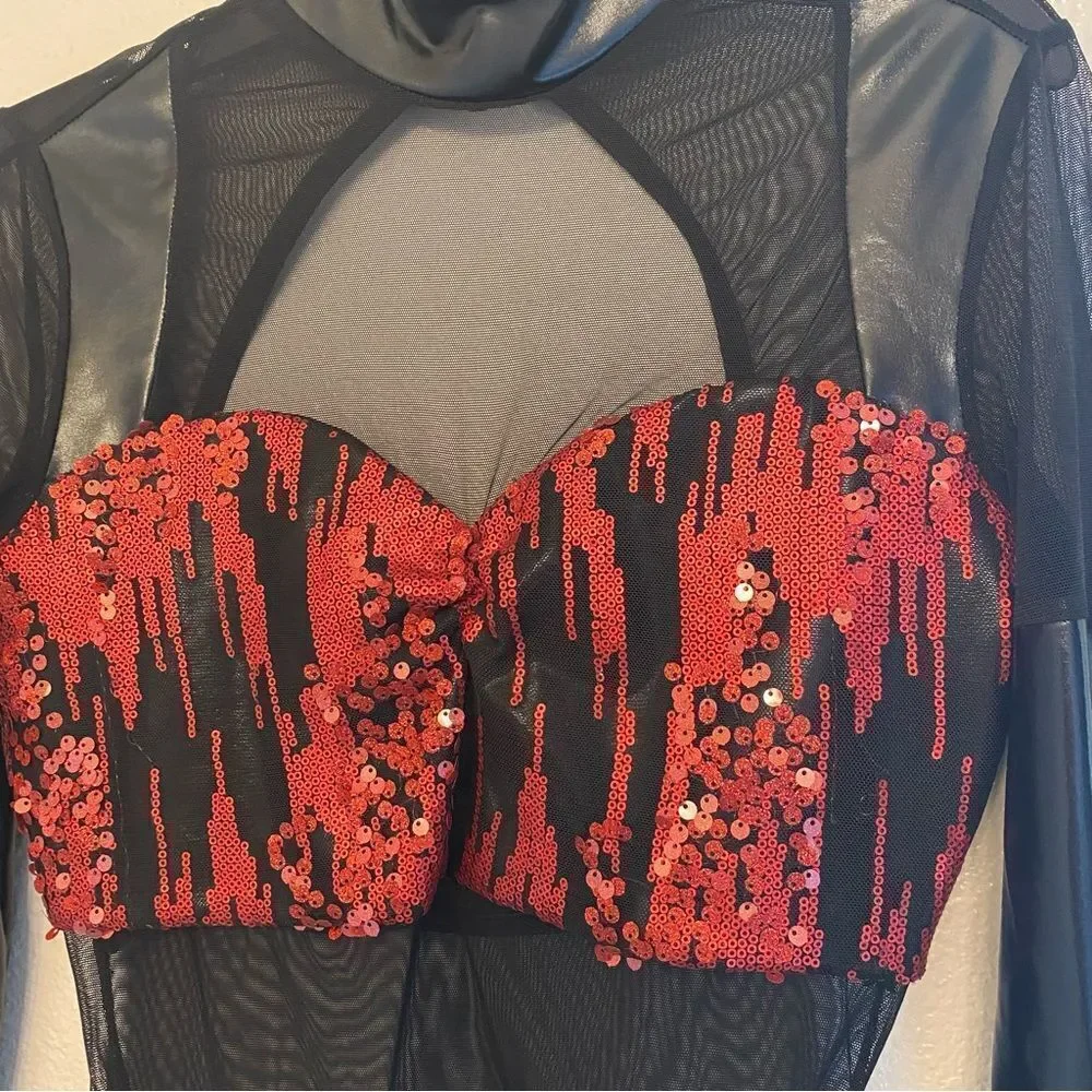 Kelle dance jazz acro costume leotard res sequin JAGGED SPIRIT 5172 LA adult